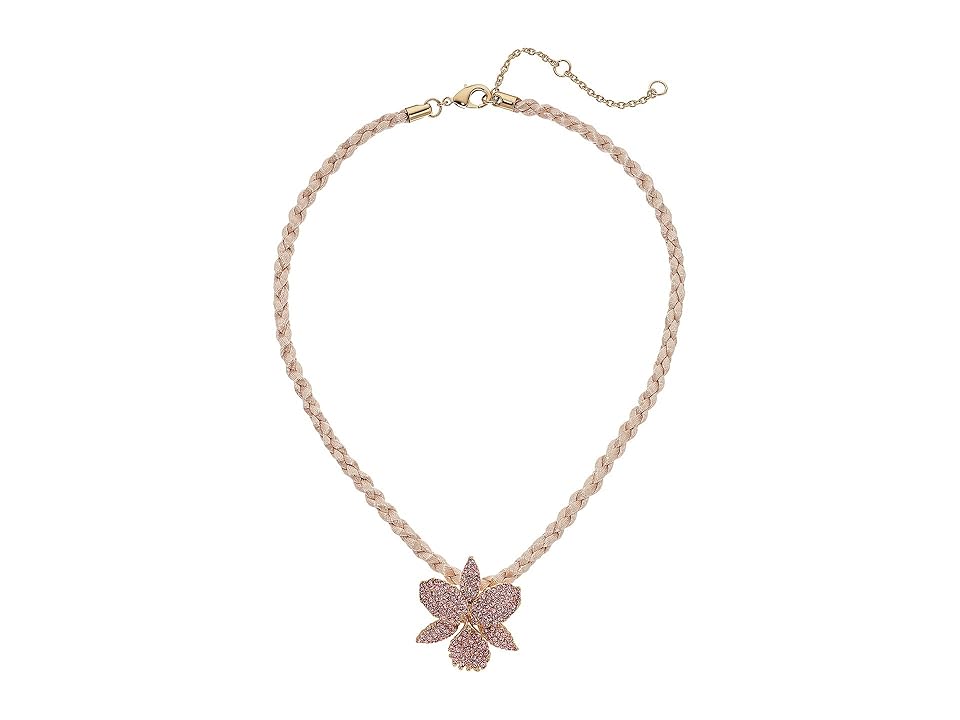 

Nina Orchid Pendant On Braided Cord Necklace; Elements By Swarovski (Gold/Neutral Cord/Light Rose) Necklace