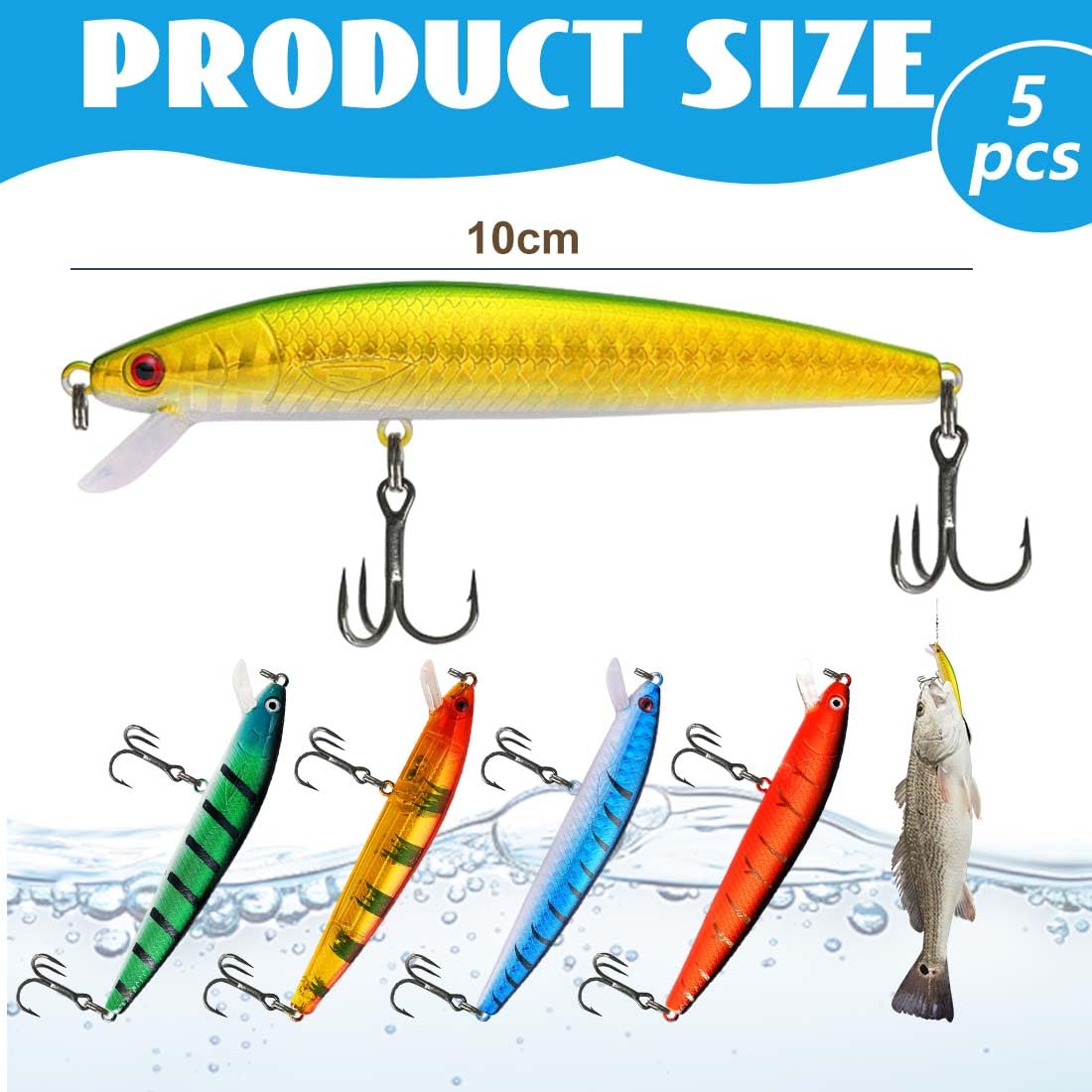 5 Piezas Señuelos Pesca De Metal, Cebos Artificiales Pesca Mar, Para Trucha, Perca, Lucio, Perca