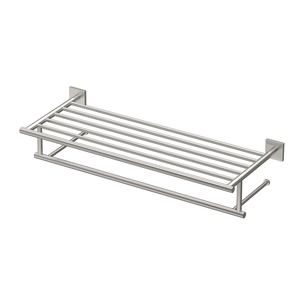 Étagère de salle de bain Gatco 4077 Elevate en nickel satiné de 26 pouces