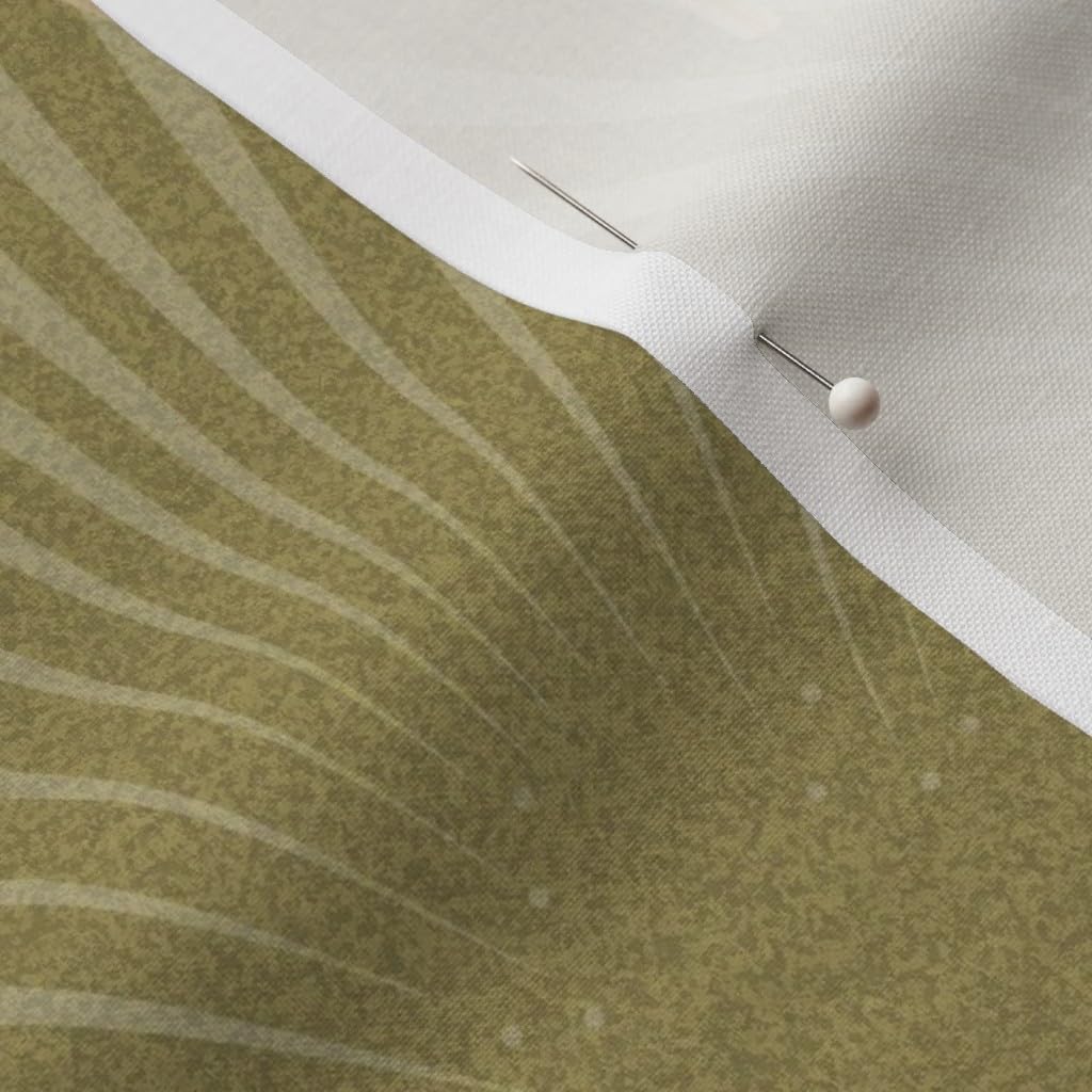 Spoonflower Fabric - Art Deco Crane 1920s Large Gold Grass Fish Nouveau Cranes Scallops Printed on Petal Signature Cotton Fabric by The Yard - Sewing Quilting Apparel Crafts Decor
