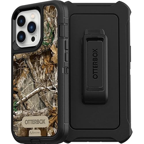 OtterBox iPhone 13 Pro (ONLY) Defender Series Case - Black/Realtree (CAMO), Rugged & Durable, with Port Protection, Includes Holster Clip Kickstand