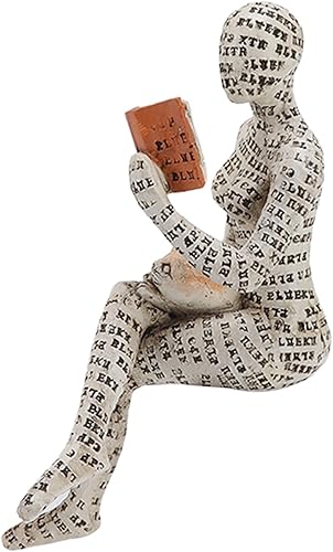 Miniatura 7 de Figura de mujer de lectura, innovadora estantería de pulpa de lectura para mujer, estatua de pensador para decoración de escritorio de oficina en