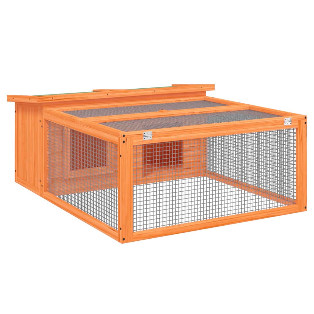 Conejera de Madera Maciza de Pino marrón 117,5x97x47,5 cm, JUNZAI Jaula Cobaya, Jaulas para Conejos, Jaula Hamster, Casa Conejo, Casita Conejo, Nido Conejo
