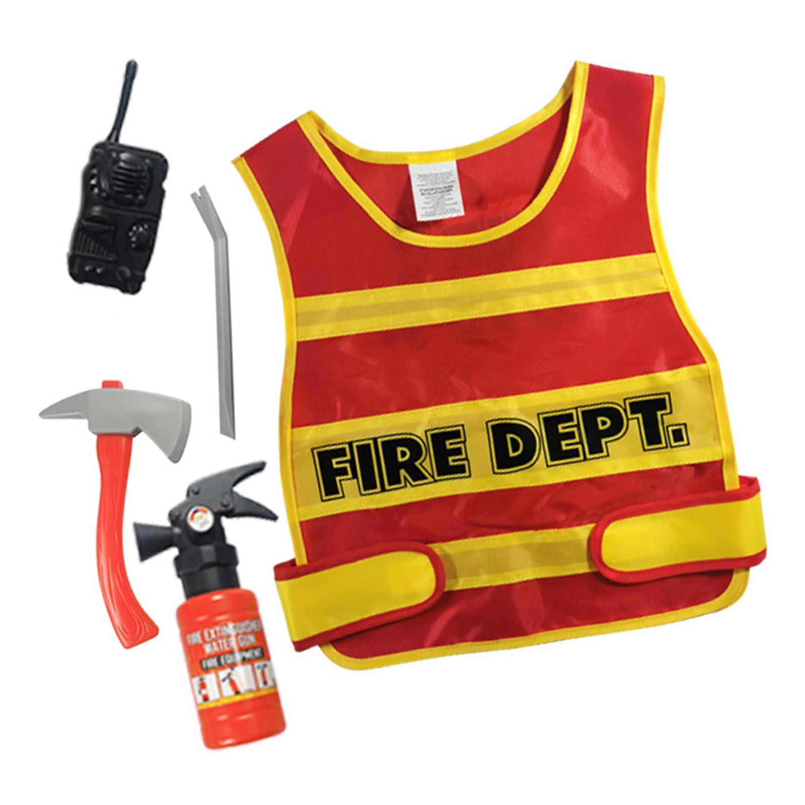 Xjdzineq Unisex Kids D Kids Halloween Role Play Costumes, Fireman Costume With Walkie-Talkie, For Children Real Water Extinguisher