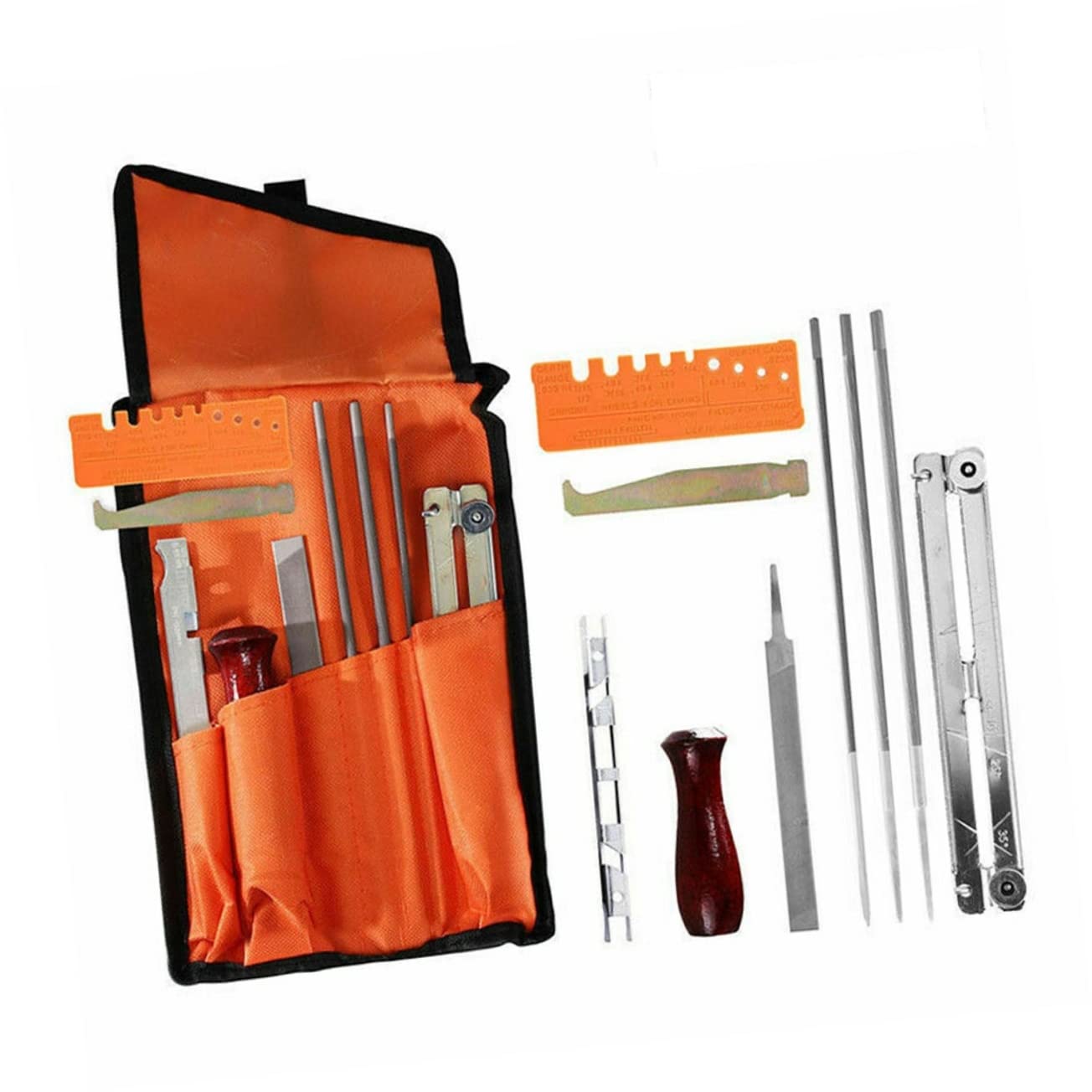 BESPORTBLE Kit Affilatura Catena Motosega 10 Pezzi, Strumenti in Metallo Resistenti All'usura, Portatile, per Affilare Catene con Precisione