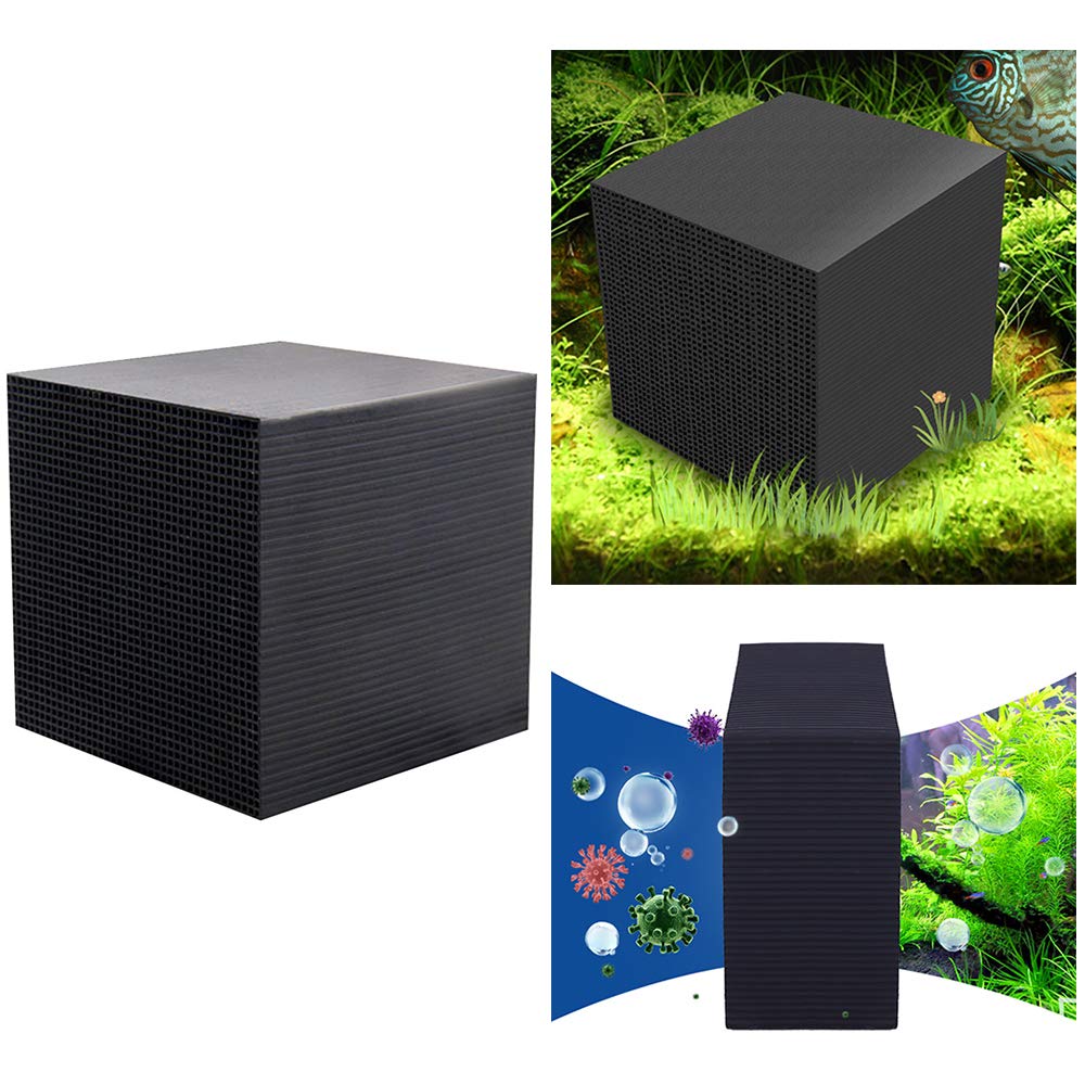 Activated Filter Carbon Eco-Aquarium Water Purifier Cube Block, Ultra Strong Filtration Absorption, 10 X 10 X 10 CM - (Black)