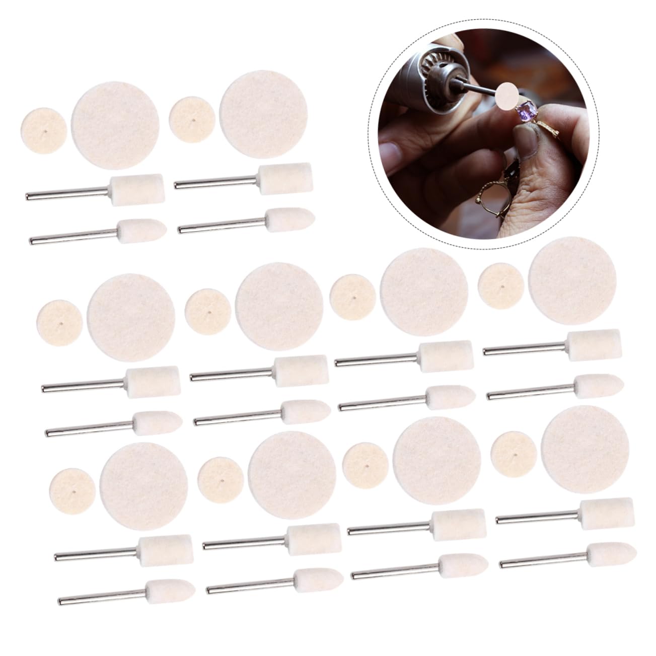 HOMSFOU 387pcs Wool Felt Polishing Wheels Polishing Tools for Metal Buffing for Finishing for and Craft Projects