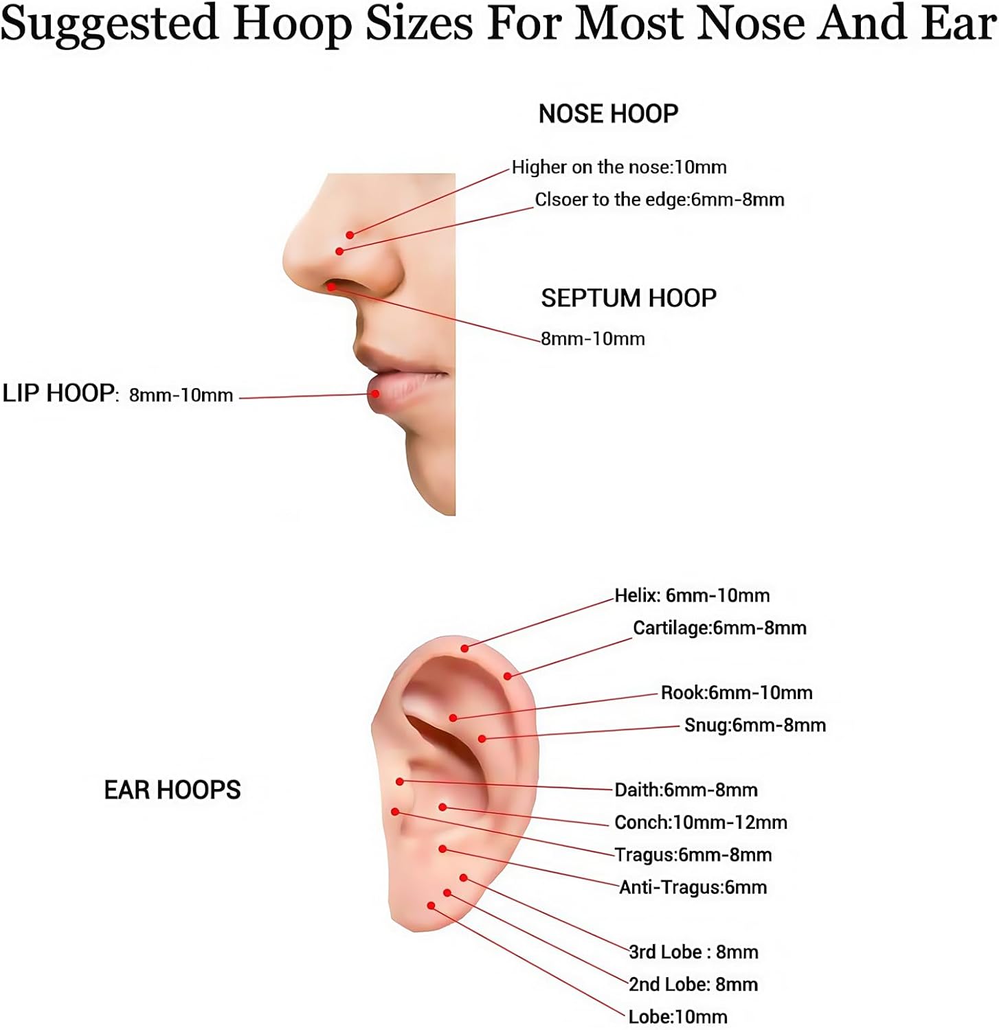 16G 18G Hypoallergenic 316L Surgical Steel Gold Hinged Clicker Segment Hoop - 8Pcs Nose Rings Septum Rings for Nose Cartilage Helix Daith Tragus Sleeper Earrings Lip Nipple Piercing Jewelry for Women Men (6mm 8mm 10mm 12mm) - Image 6