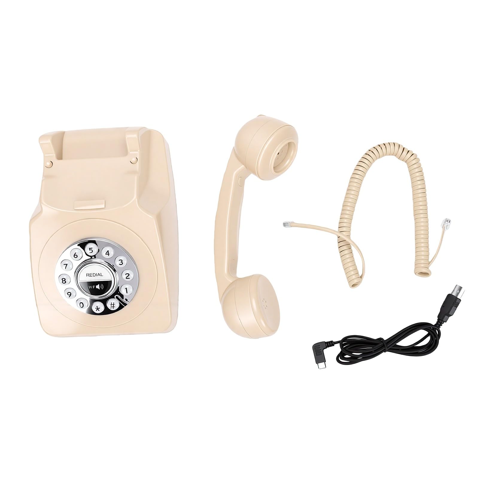 Sxhlseller Teléfono Bluetooth Retro Vintage, Teléfono Fijo Inalámbrico con Altavoz Bluetooth para Conexión de Inteligente en Casa y Oficina