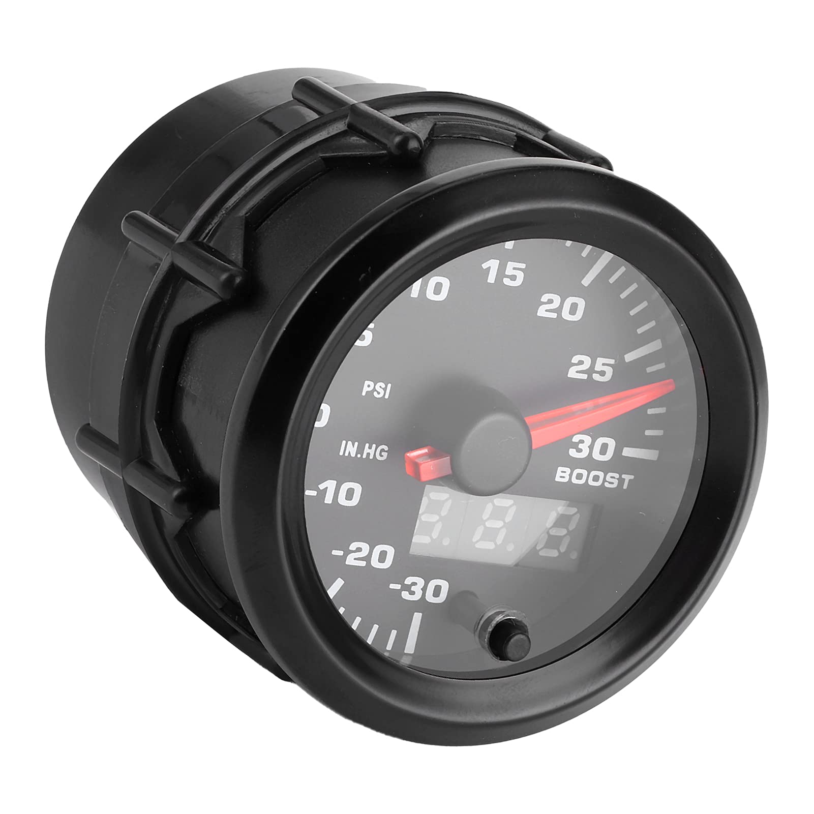 Misuratore Boost LED Digitale Universale da 2 Pollici 52 Mm, Manometro PSI con Display a 7 Colori per Auto a 12 V, Puntatore Rosso Blu in Plastica