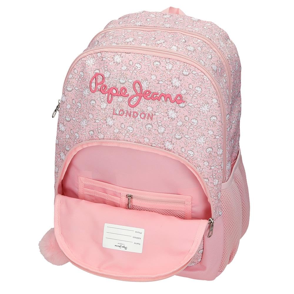 Pepe Jeans Mia Mochilas casual, mochila escolar rosa claro portaordenador, varios compartimentos, fabricada en Poliéster de Joumma Bags