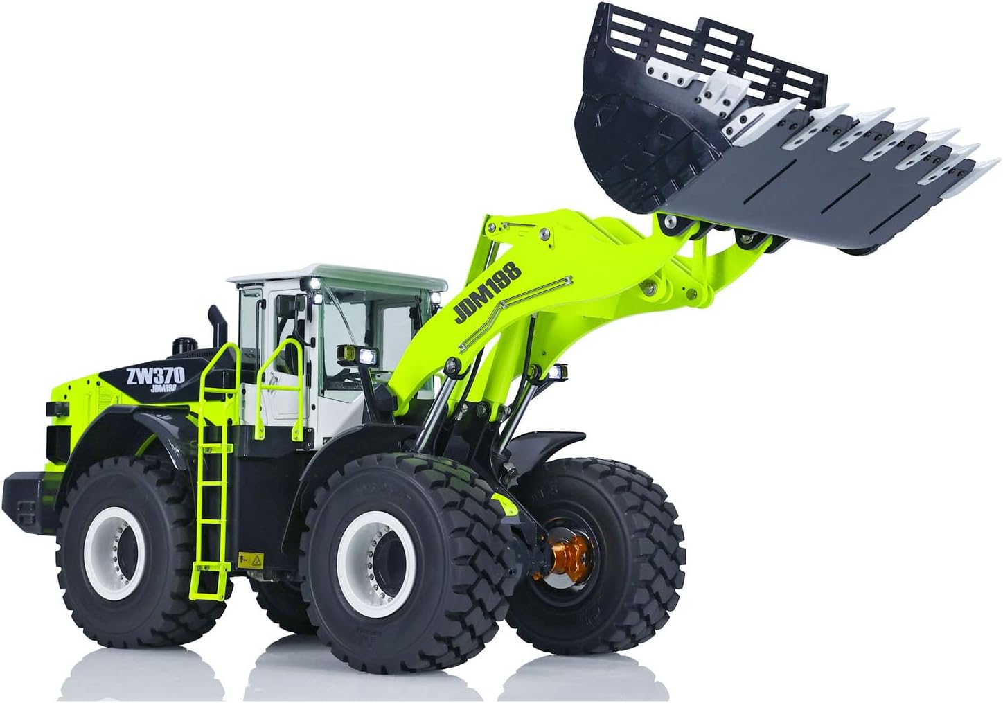 JDM 1/14 RC Hydraulic Loader Metal JDM-198 for ZW370 Assembled Remote Control Construction Vehicle Model I6S Radio Controller 2-Speed Transmission