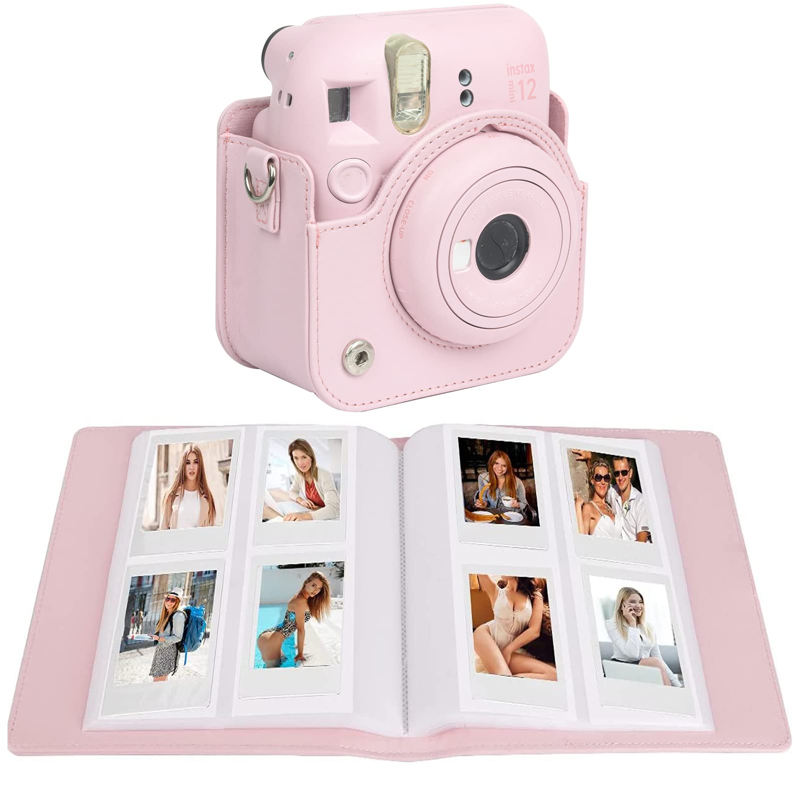 Tasche Hülle mit 256 Taschen Fotoalbum für für Fujifilm Instax Mini 12 Sofortbildkamera (Rosa)