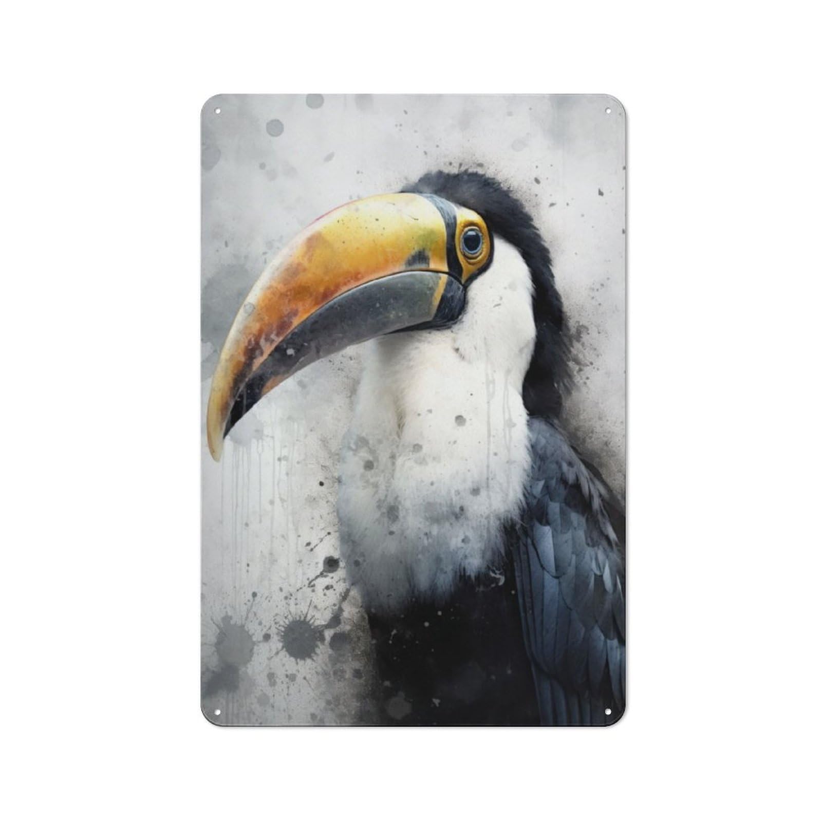 Junmoney Toucan Beauty Watercolor Retro Metal Plaque 30X20cm For Lounge Or Reading Corner, Winter Wall Decor For Reading Corner Decorators