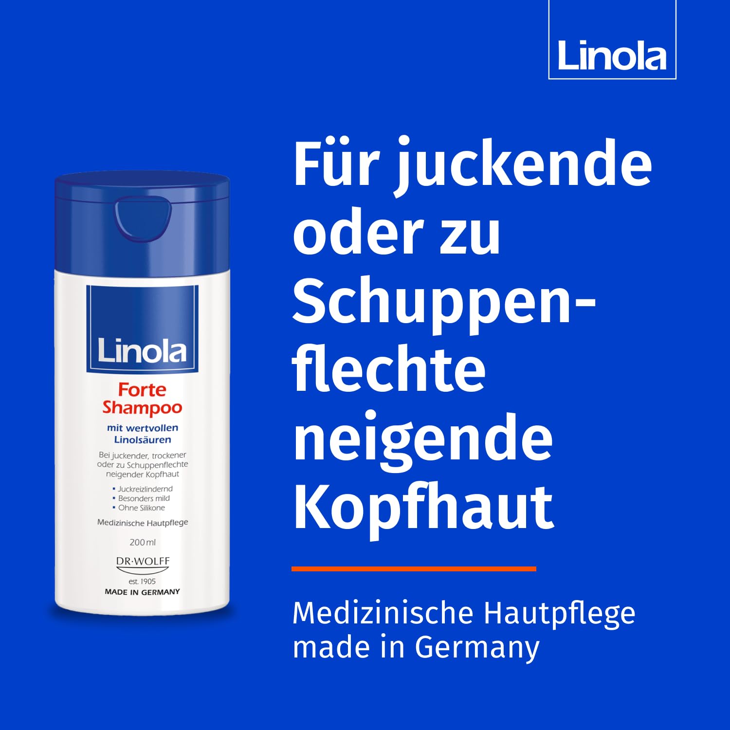Linola Forte Shampoo 200 ml + Haar- und Kopfhautspülung 200 ml + Forte Kopfhaut-Tonikum 100 ml - Kopfhautpflege-Set bei juckender, trockener und schuppiger Kopfhaut