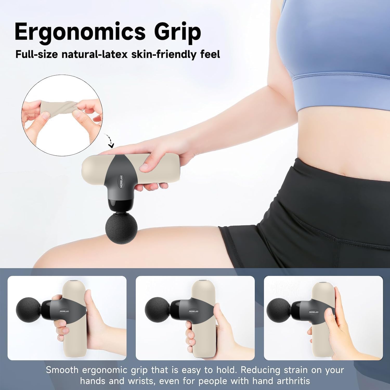 Morelax Mini Massagepistole Massagegerät Massage gun, handliche Massage Gun mit 6 Massageköpfen, 4 Geschwindigkeiten, bestes Geschenk, Massage Pistole zur Muskelkater und Steifheit