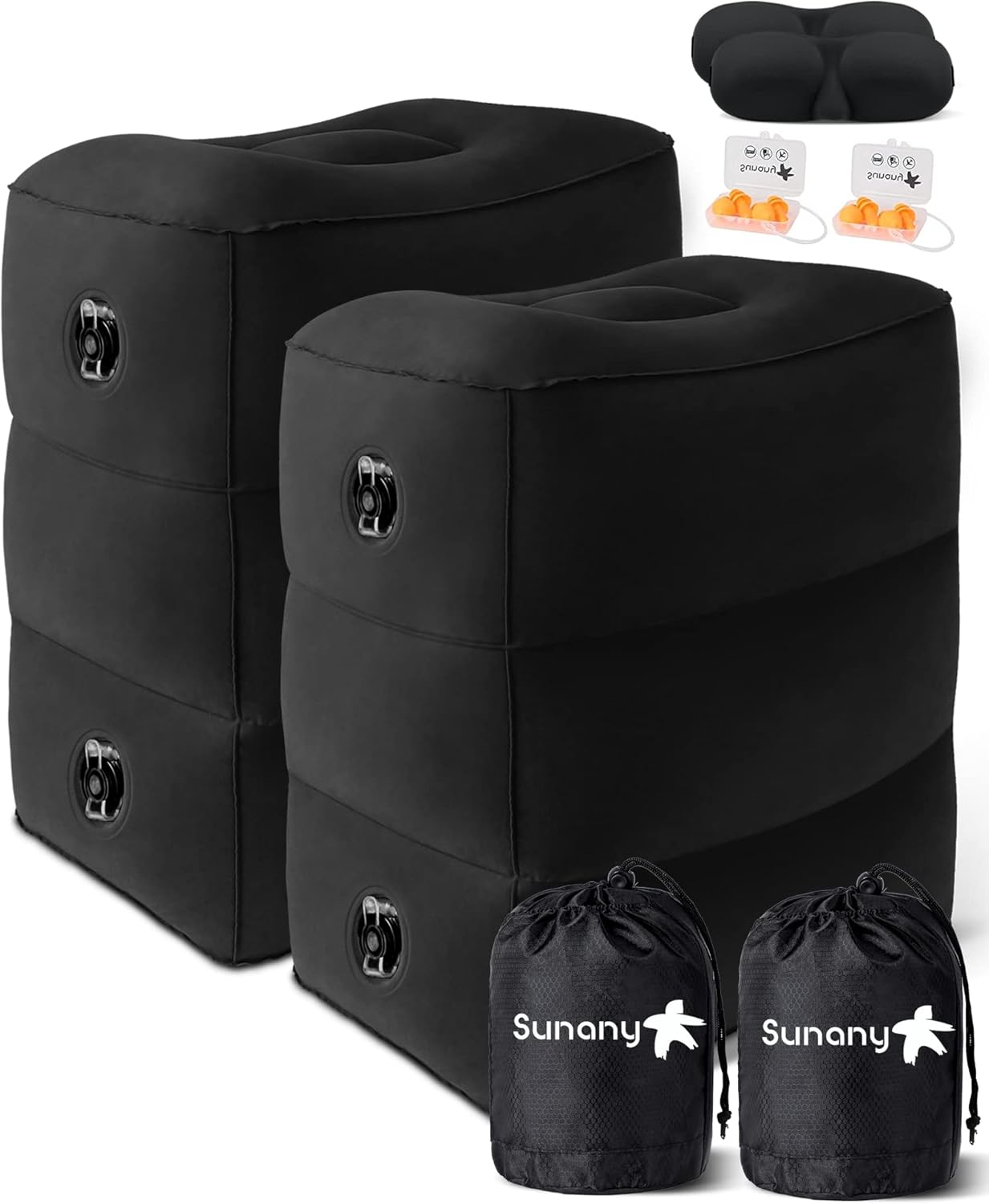 Sunany Inflatable Foot Rest Pillow for Travel, Kids/Adults Airplane