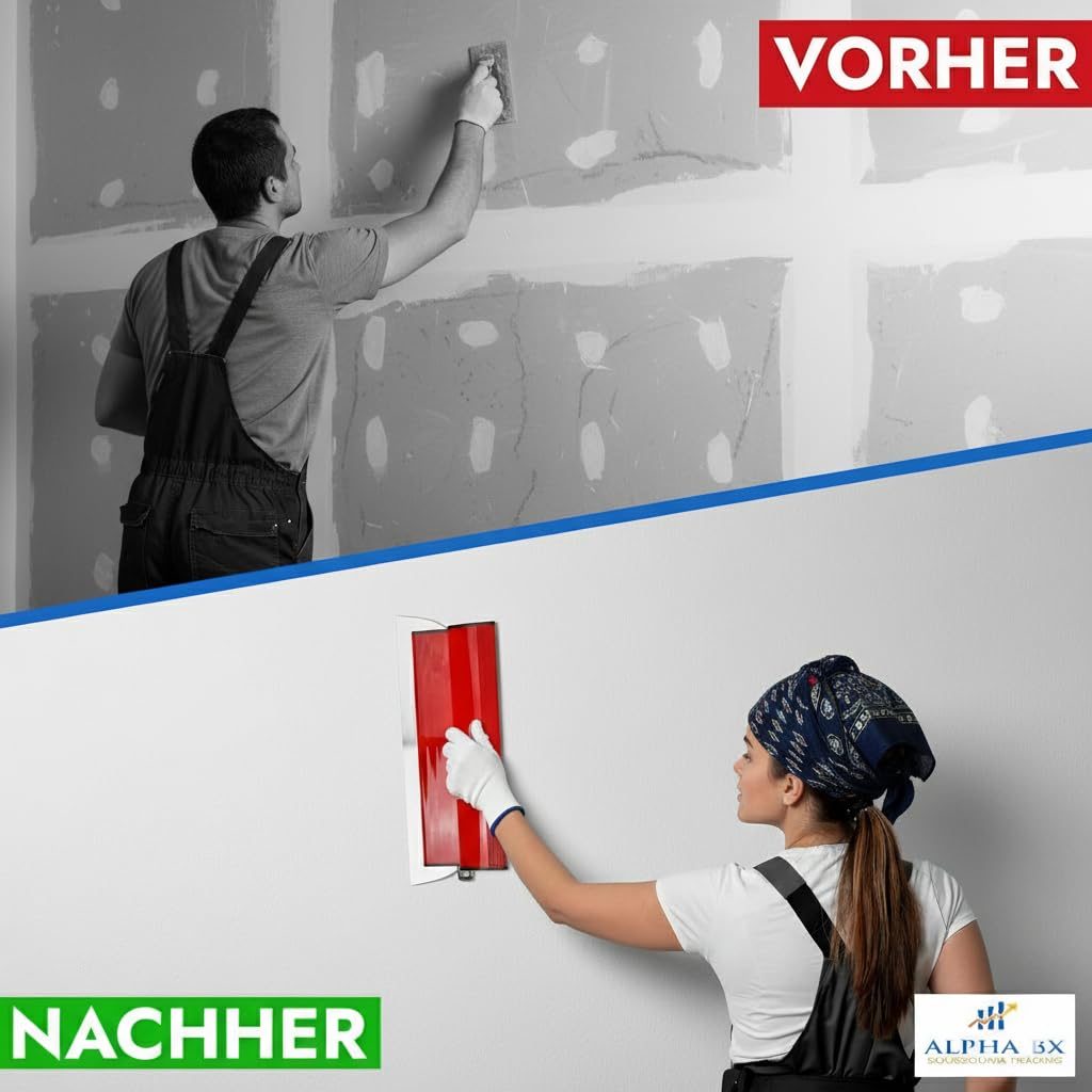 Profi Flächenspachtel 40 cm mit Edelstahlklinge & integriertem Tapetenentferner – Z Spachtel -vielseitiges Trockenbauwerkzeug für präzise Wandgestaltung und Bauarbeiten