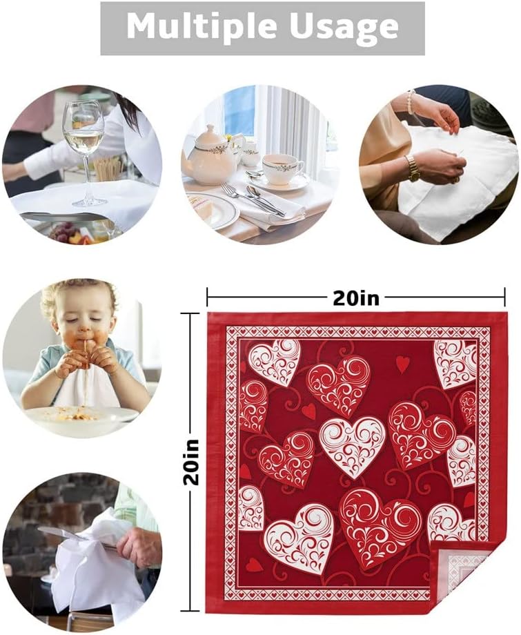 Love Cloth Napkins Set Festive Banquet Wedding Decor Tea Towel Kitchen Dinner Table(6pcs)