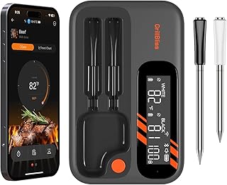 Wireless Meat Thermometer - 5G Wi-Fi and 5.4 Bluetooth Meat Thermometer Digital Wireless for Grilling and Smoking with IP67 Dual Probes and Backlight LCD Display for BBQ, Smoker, Oven, Grill