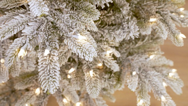Watch Pre-Lit Slim Flocked Aspen Fir Artificial Christmas Tree on ...