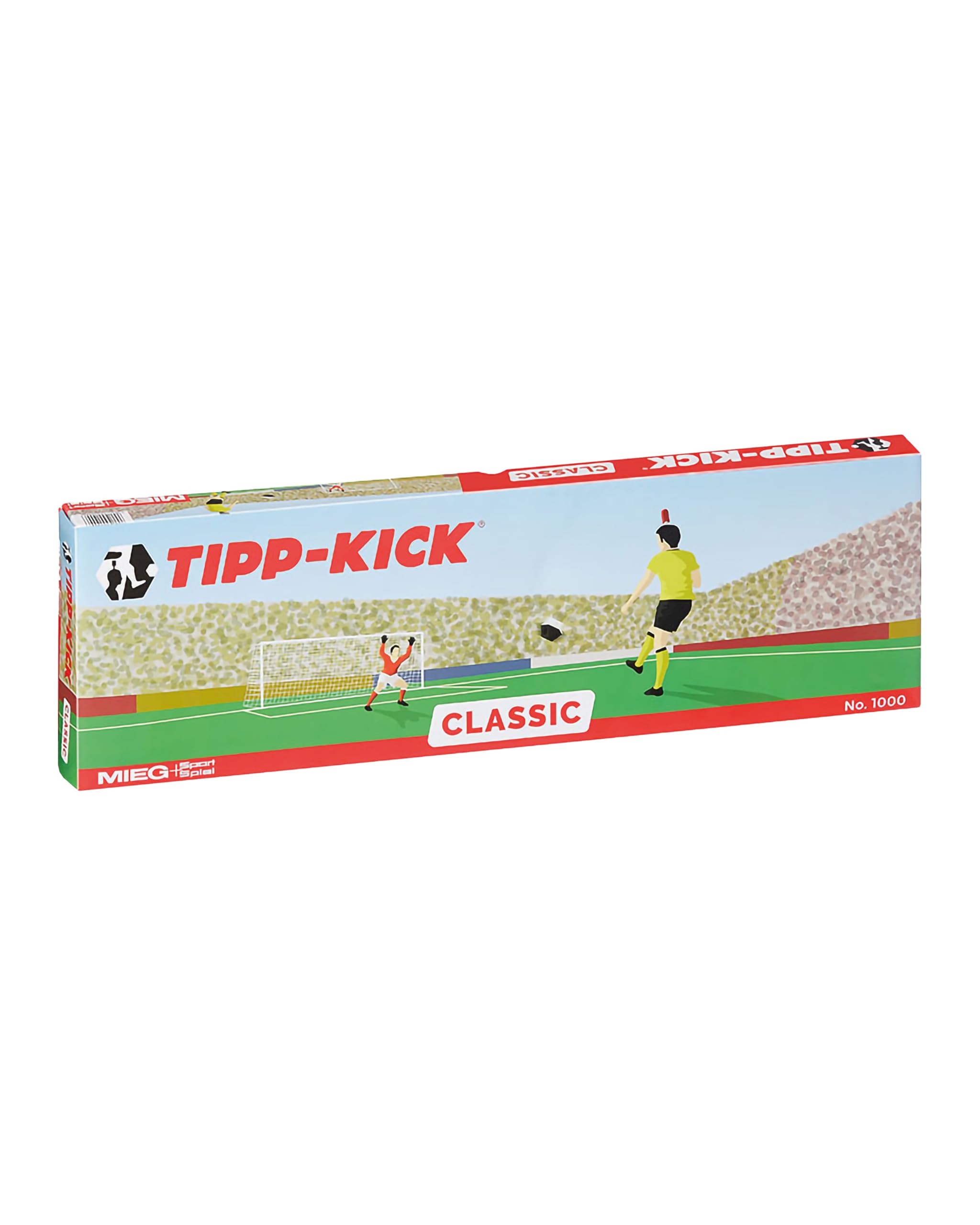 TIPP-KICK Classic 80x47 cm – Futbolín Listo para Jugar con 2X Jugadores, 2X guardametas, 2X porterías de plástico, 2X balones I Terreno de Juego Hecho de Fieltro