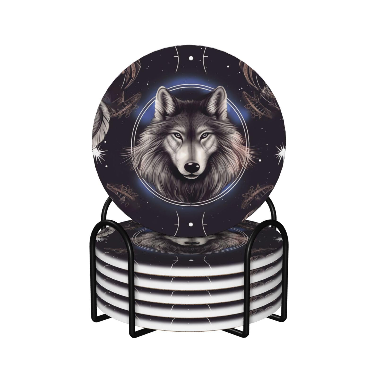 Dessous de verre céramique 10,2 cm avec support pour table basse salon et apéritif