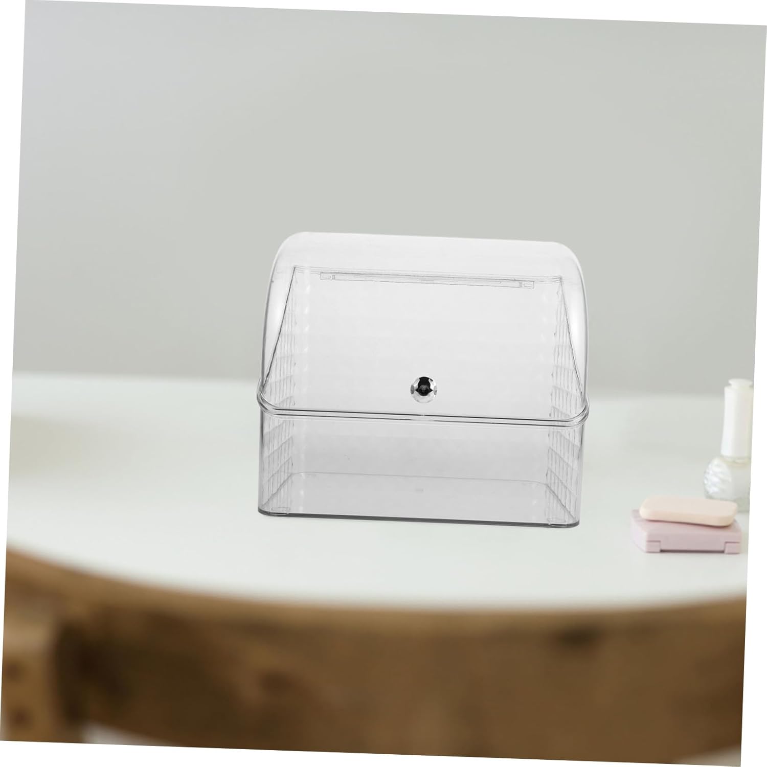Makeup Storage Organizer Lid Cosmetics Box for Vanity Countertop Elegant Skincare Display Case to Keep Makeup Clean and Organized