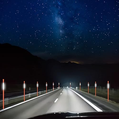 Miniatura 5 de Paquete de 50 reflectores para entrada de vehículos, estacas de nieve de fibra de vidrio, postes de señal naranja multiusos de 48 pulgadas