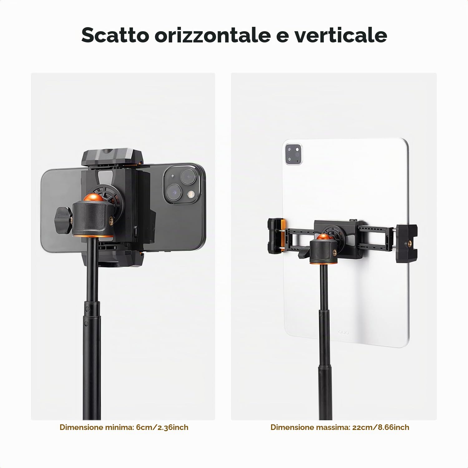 K&F CONCEPT Supporto per Telefono Cellulare e Tablet, Adattatore per Treppiede, 2-in-1 Supporto per Tablet iPad Pro/Air/Mini, Compatibile con iPhone 17/16/15/14/13/12, Samsung, Xiaomi, Huawei, MS20