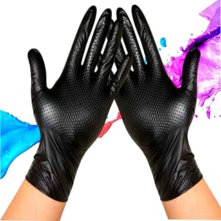 Zelbuck Thor Grip Heavy Duty Black Industrial Nitrile Gloves with Raised Diamond Texture, 8-mil, Latex Free, 50-ct Box