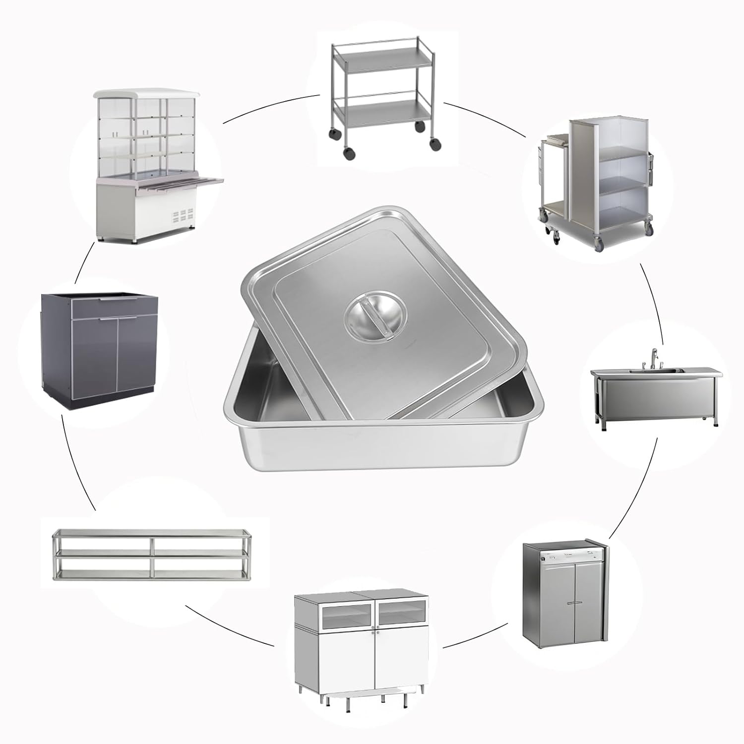 3 Pcs Stainless Steel Bus Tubs with Lid 4" Deep Meat Commercial Tote Box 17.7 x 13.7 Inch Silver Table Pans Dishwashing Utility Prep Tub for Daily Household Tasks, Restaurant Services