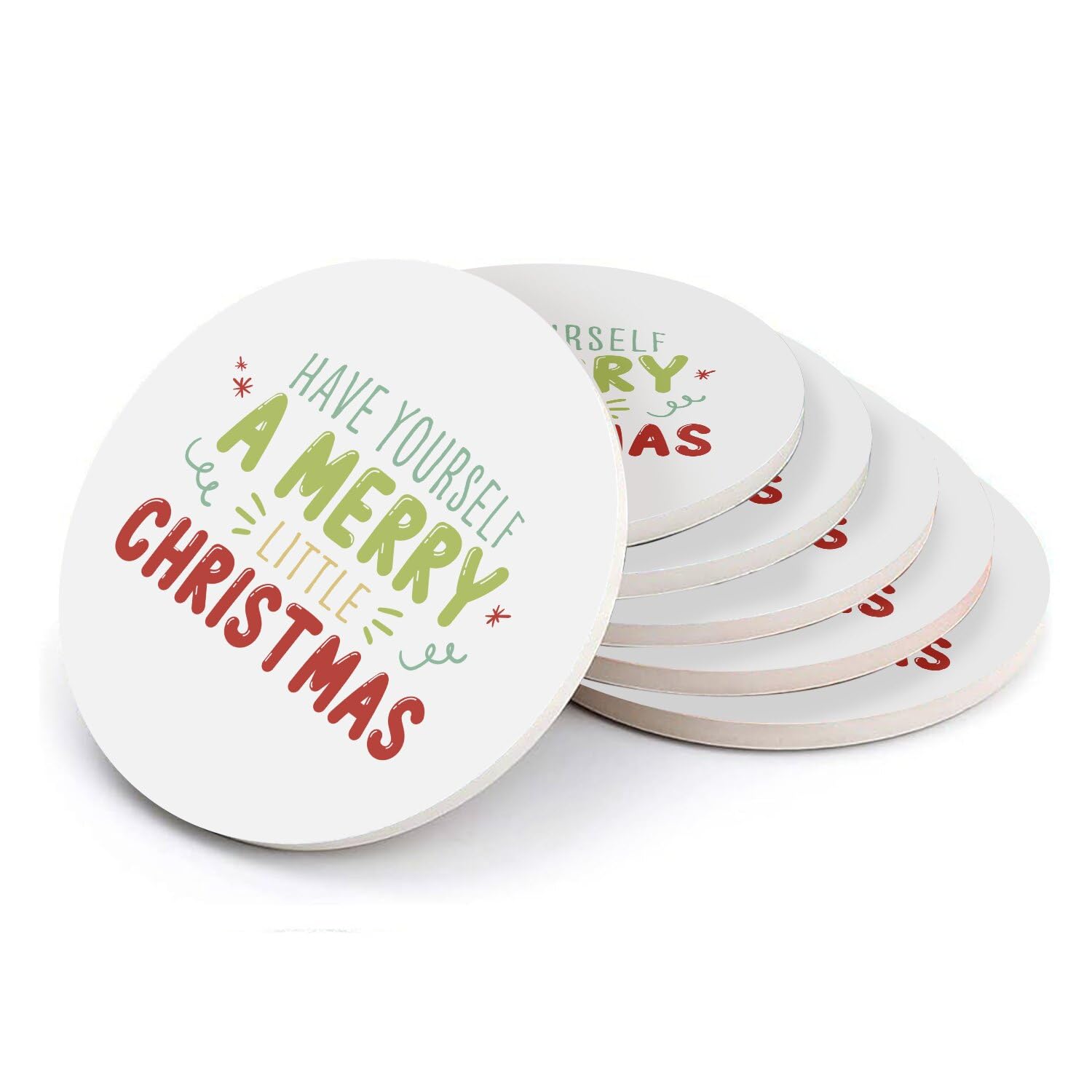 Sous verre ronds en céramique design de Noël lot de 6 durable