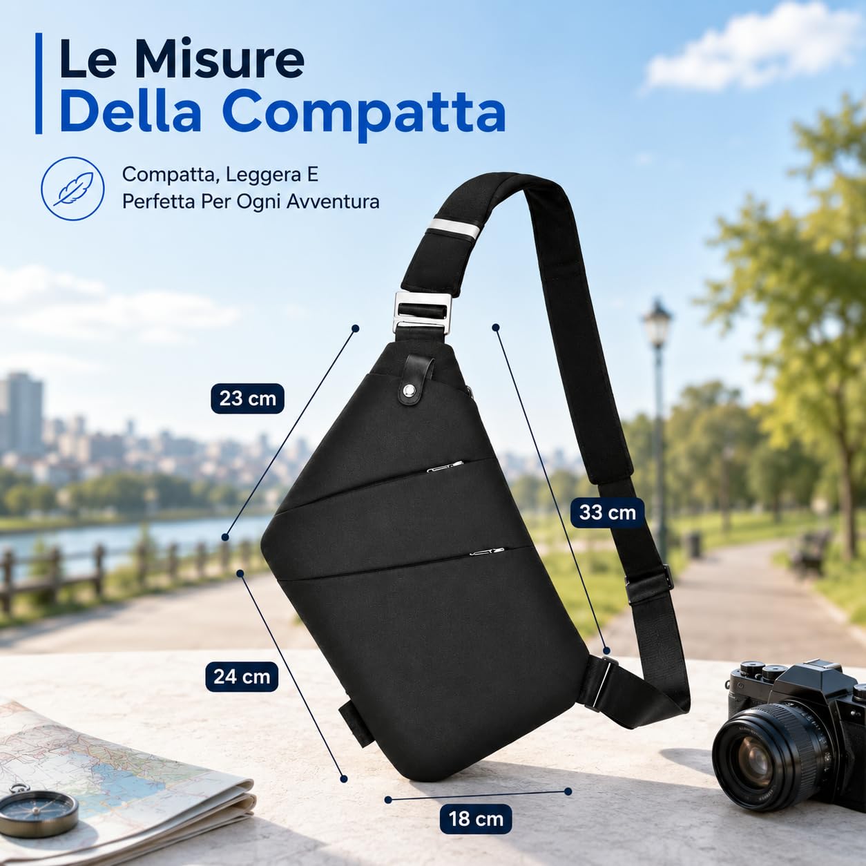 La Compatta Borsa Antifurto a Tracolla da Uomo Compatta Leggera e Resistente con Tasche Interne per Turismo Ufficio e Mezzi Pubblici
