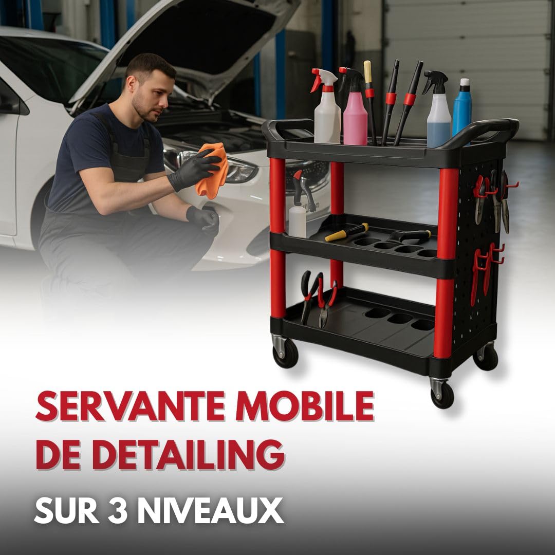 SERVANTE DETAILING - Carrello da officina mobile con 4 ruote