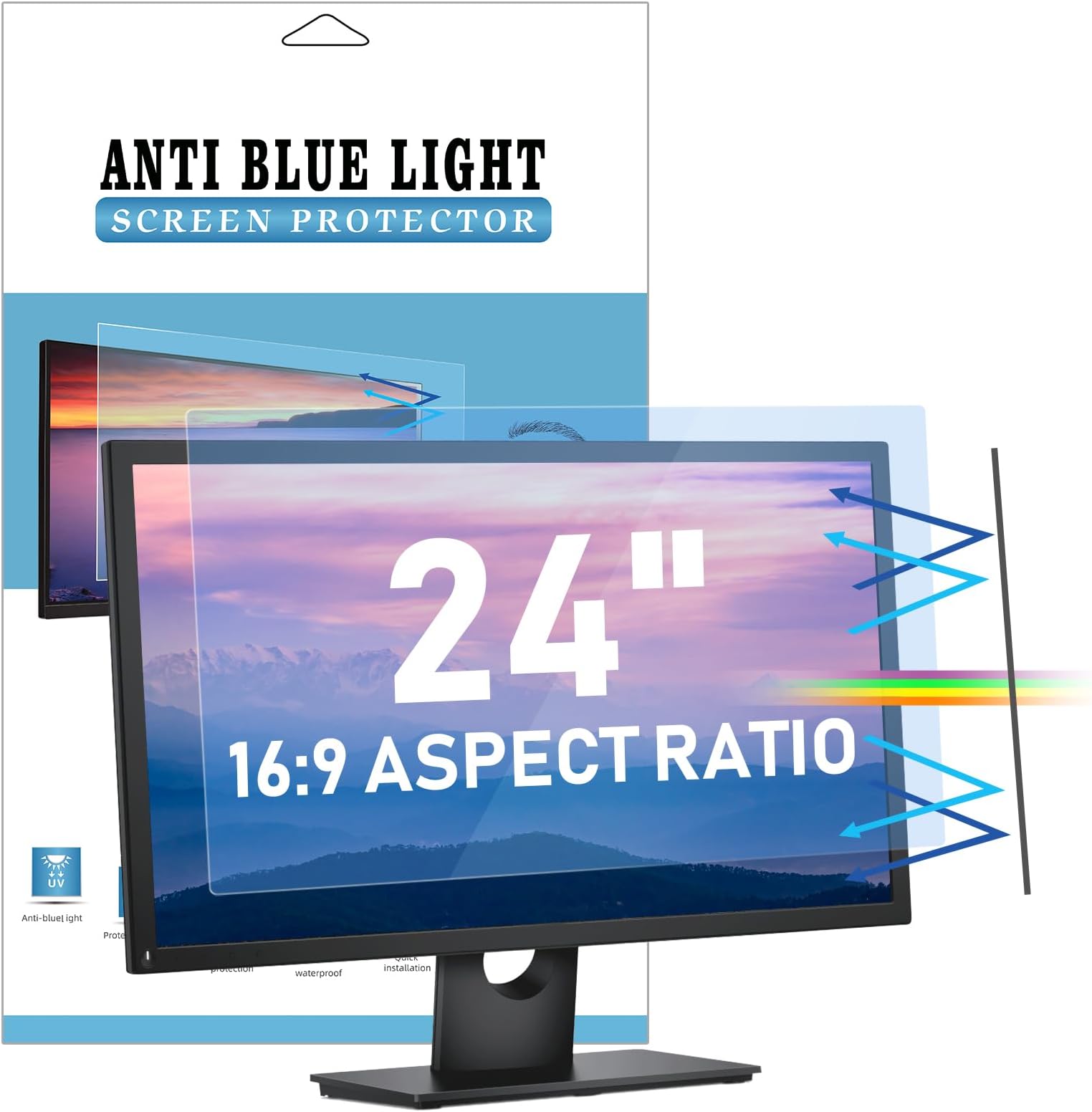 LAMA 24 Inch Blue Light Blocking Screen Protector, Universal Computer Monitor Screen Filter (WxH:20.9"*11.73"), Anti Blue Light, Anti Glare, Anti-UV, Eye Protection, Reduce Eye Strain(24" 16:9)