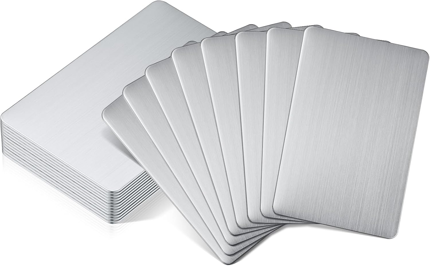 12 Pieces 304 Stainless Steel Metal Business Cards Blank Steel Laser Engraving Stainless Cards for House Office Customer DIY Gift Plate, 86 x 54 mm(0.5 mm)