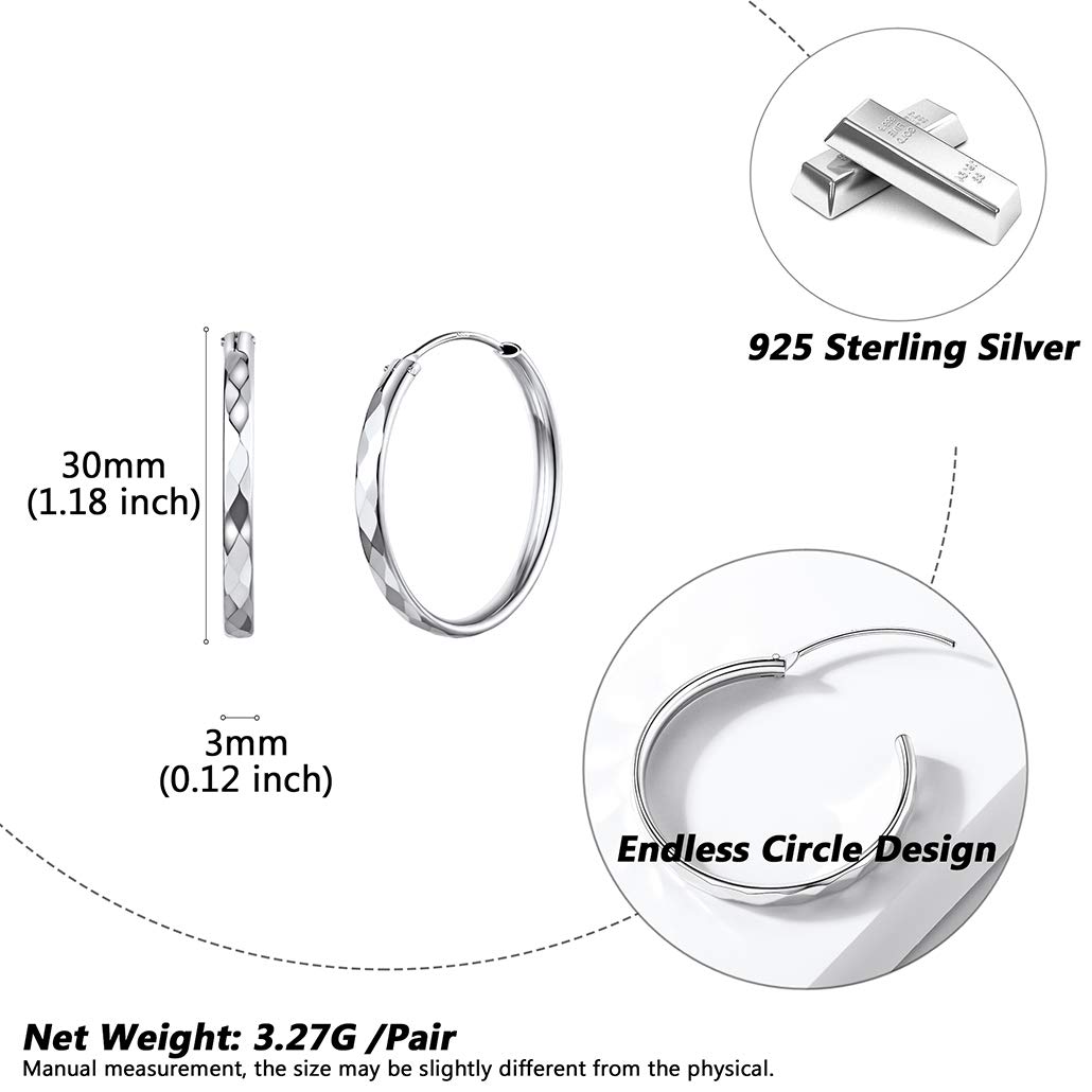 Silvora Vintage Damen Creolen Hoop Ohrringe Silber/Gold 30mm/50mm/70mm 925 Silber Frauen Mädchen Creolen Ohrstecker Geschenke für Mama Freundin Paar