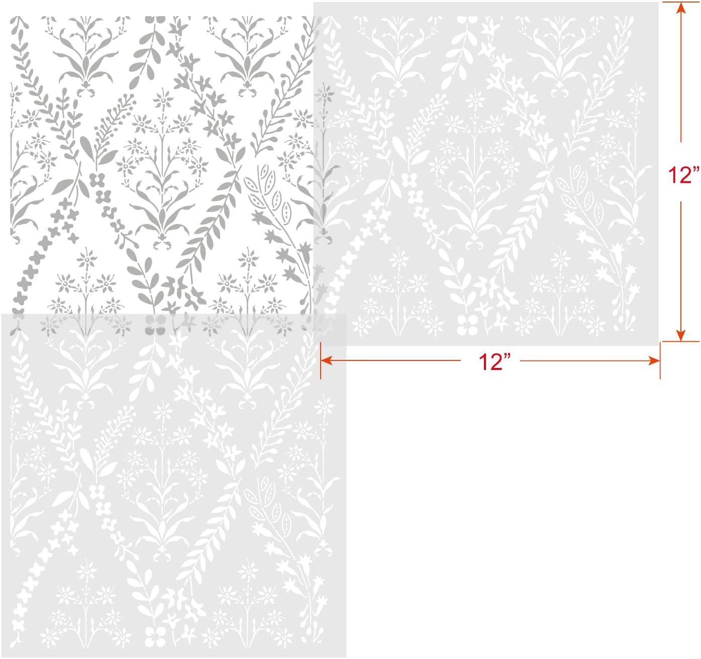 GSS Designs Flower Pattern Stencils 12x12Inch Reusable Large Floral Wall Stencils for Painting Pattern Stencils DIY Floral Wall Art