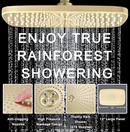 Image of Rain Shower Head with Handheld Showerhead, Glod 1.75GPM 460311
