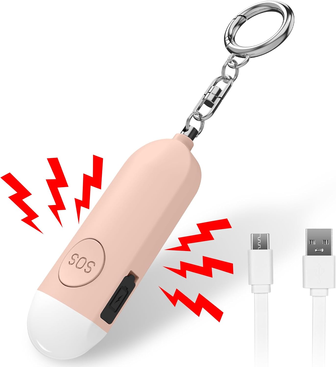 Allarme Personale Antiaggressione, Indispensabile Per Difesa Personale Con Sirena Antiaggressione Da 130 DB E Luce LED, Per Donne, Uomini, Bambini E Anziani, Ricaricabile - Foto 2