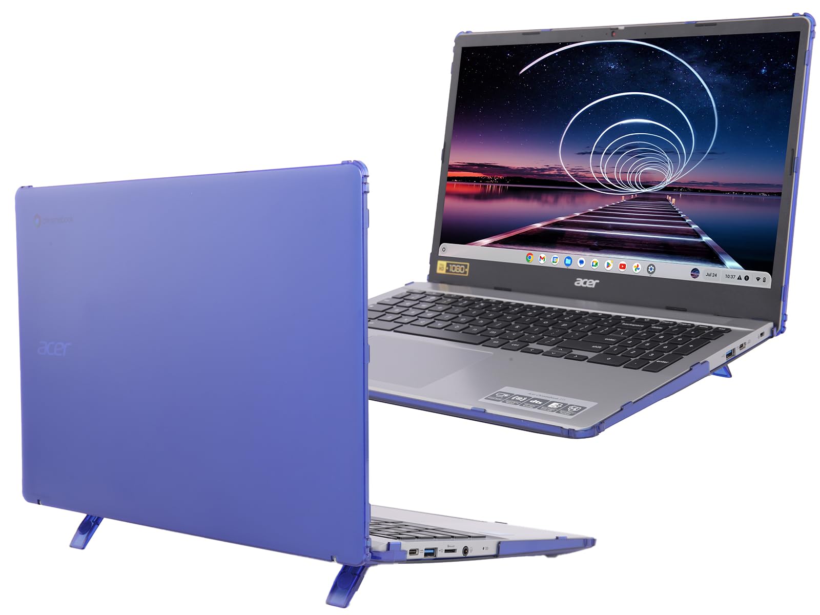 MCover Harte Schutzhülle Für Acer Chromebook 15 CB315-3H (2020/2021, 15,6 Zoll) – Blaue Snap-On Hülle