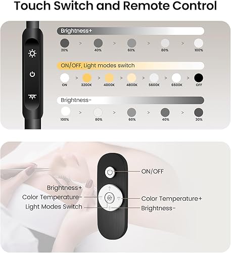 Miniatura 5 de Luz de pestañas, lámpara de media luna con bandeja de herramientas, lámpara de pie LED para extensiones de pestañas, arte de uñas, arte de tatuajes