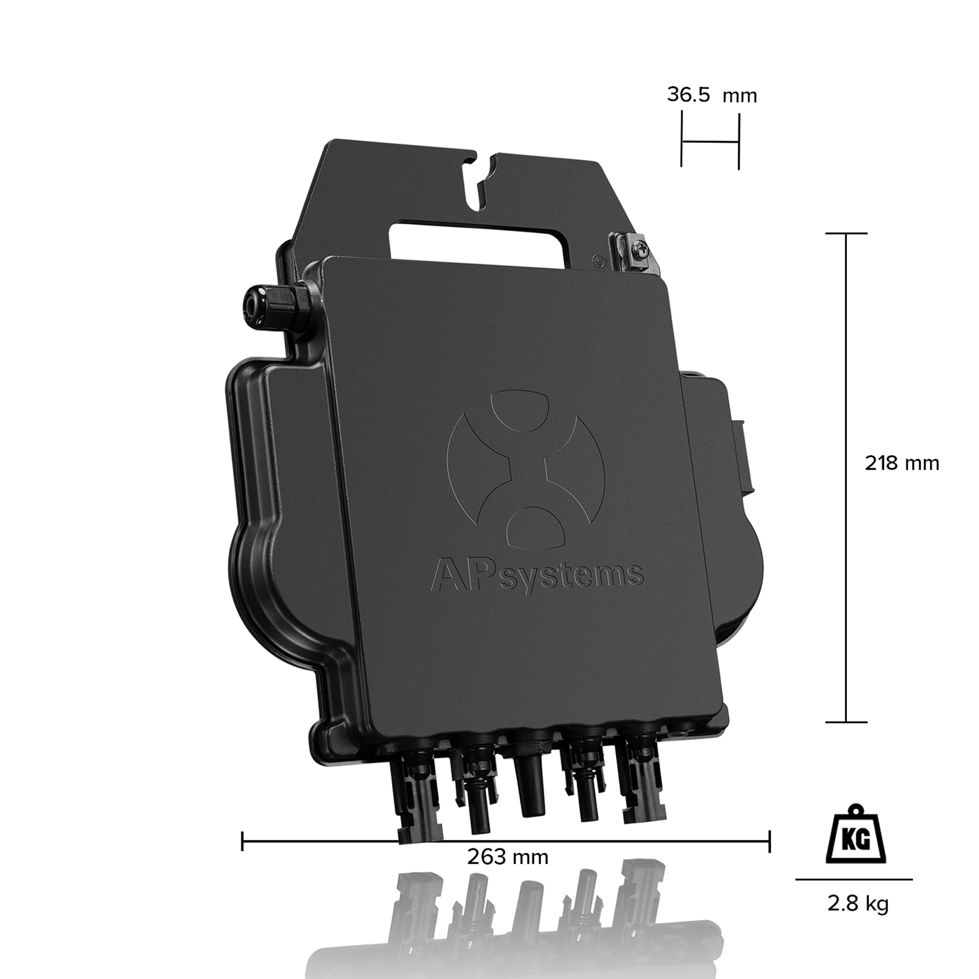 AP Systems Mikro-Wechselrichter 800 W EZ1-M-EU für Balkonkraftwerk, IP67 wetterfest, Plug-&-Play Installation, 2 MPPT, Bluetooth & WiFi, inkl. 5 m Anschlusskabel Micro Inverter