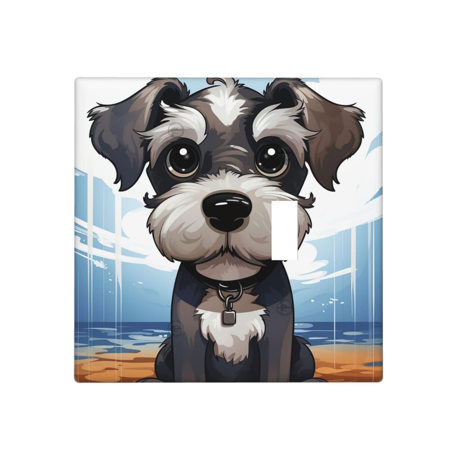 Decorator Wall Plate 2 Gang Light Switch Covers adorable schnauzer Wallplate Double Toggle Switch Plate Standard Size Electrical Outlet Covers Decorative Wall Switch Plate Cover