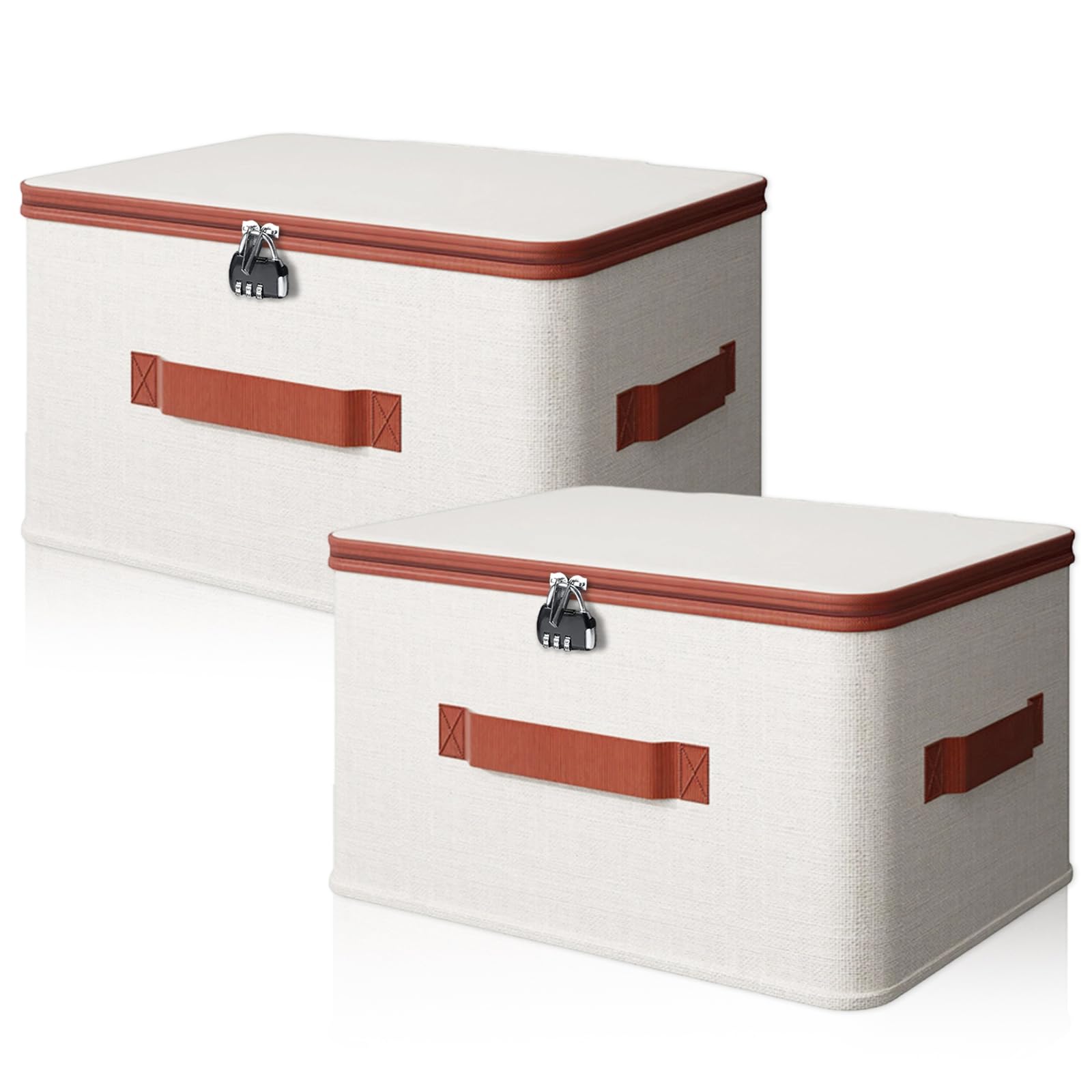 YUDAWN 2PCS Foldable Storage Box with Lid, 40x30x21cm Storage Basket Bins