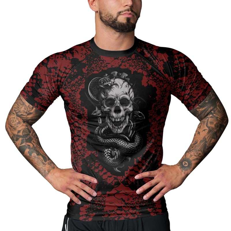 Snake Men’s BJJ Rash Guard Short Sleeve Compression Athletic Shirt MMA Jiu Jitsu Training4