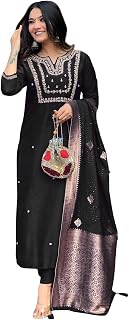 Women's Partywear Anarkali Salwar Suit alia cut Embridery Kurti dress 3pc Set