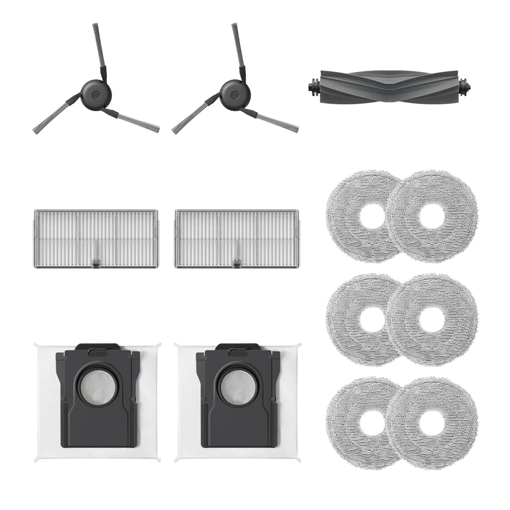 DREAME Ersatz-Zubehör-Kit Saugroboter L10sUltraGen3, D30Ultra, L40UltraA, 1 Hauptbürste aus Gummi, 2 Seitenbürsten, 2 Filter, 2 Staubbeutel, 3 Paar Wischtücher