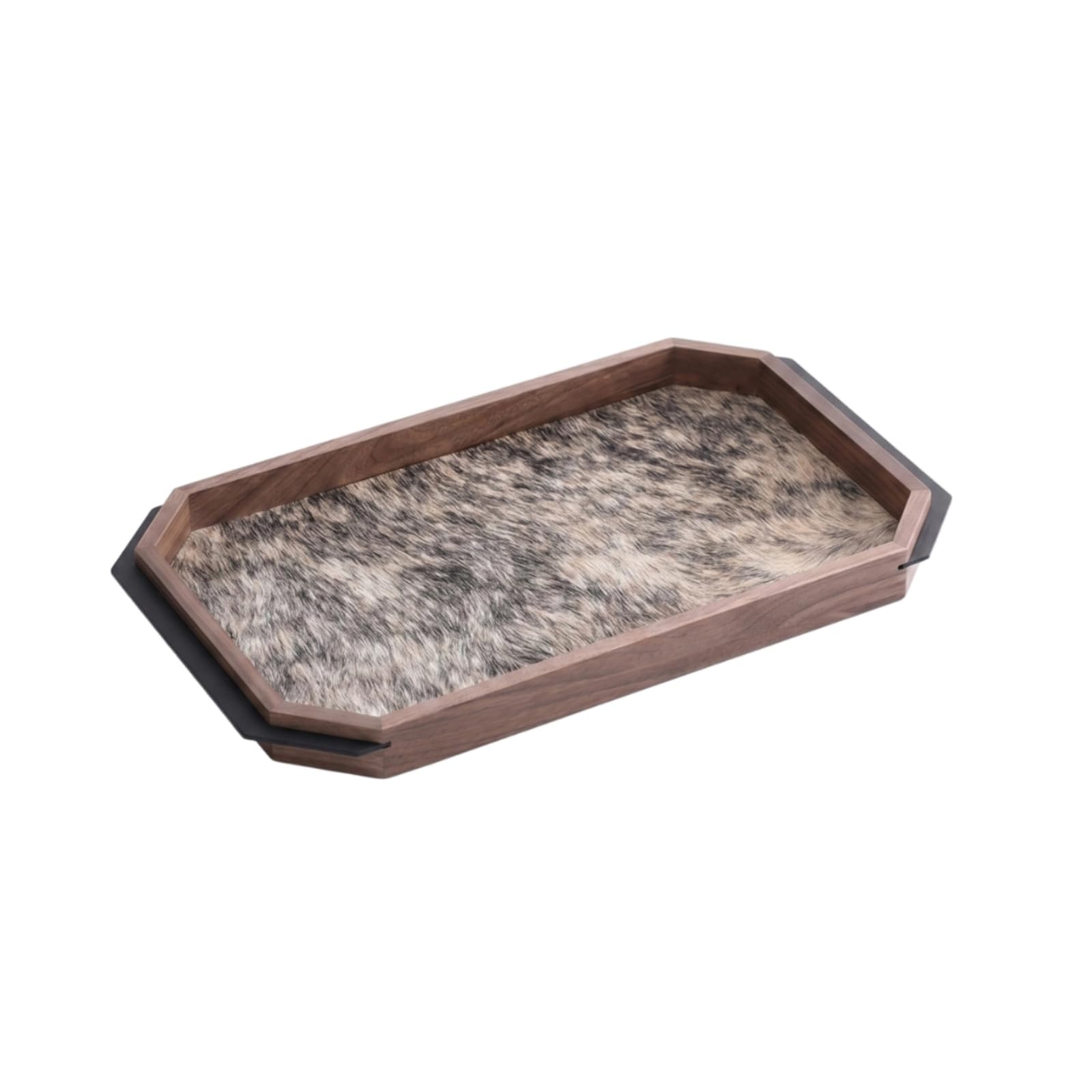Bandeja octagonal de madera para servir desayunos con vajilla elegante